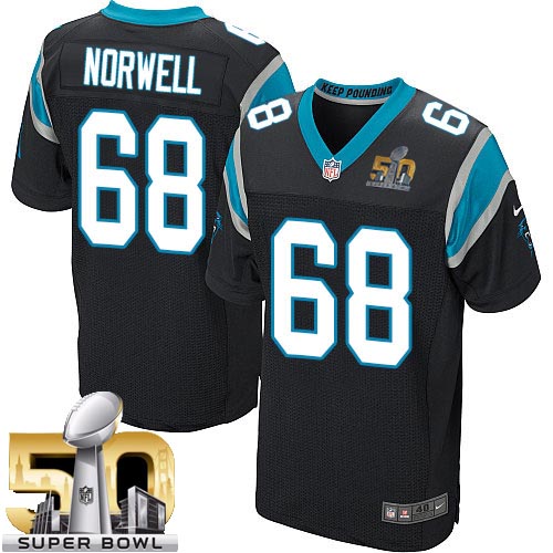 Men's Elite Andrew Norwell Super Bowl L Nike Jersey Black Home - #68 NFL Carolina Panthers